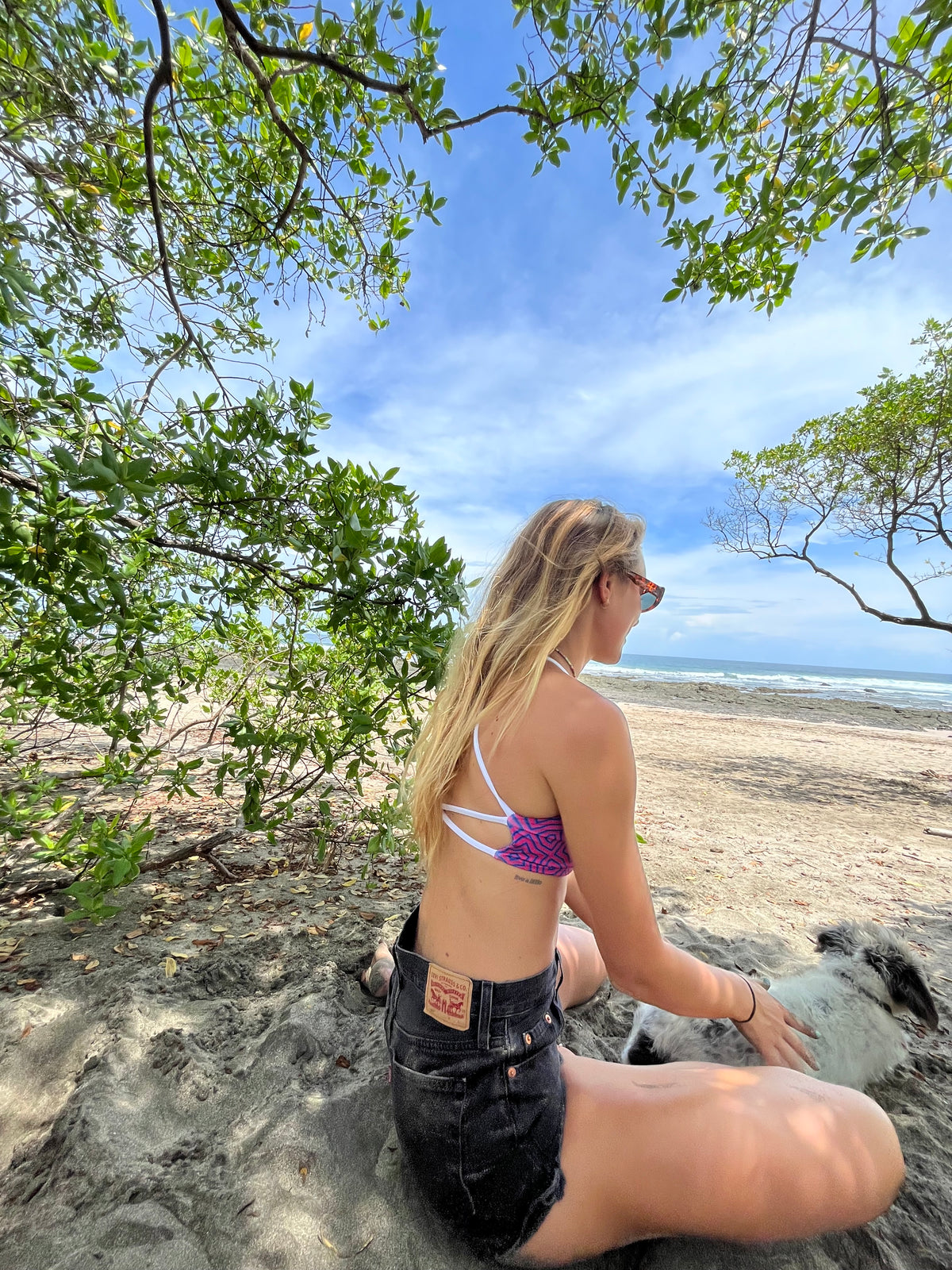 Reversible Geometric criss cross Sports Bra Top