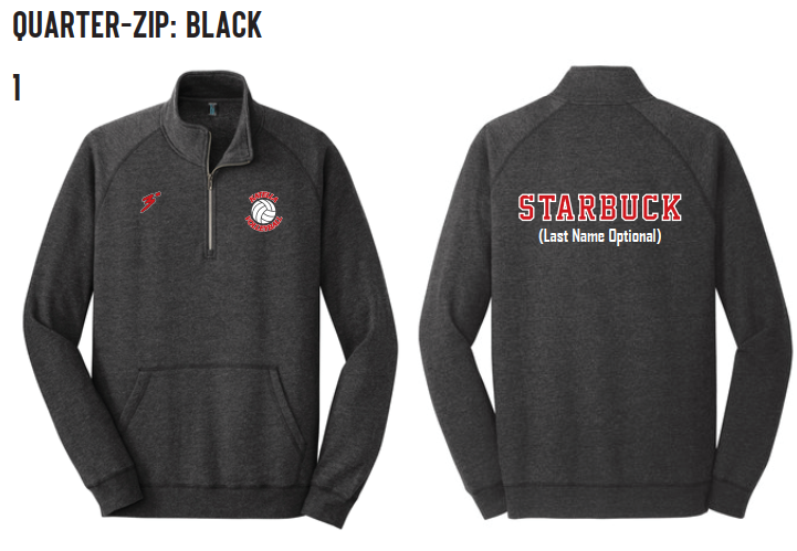 Player's quarter Zip with custom names - Third Degree Sportwear