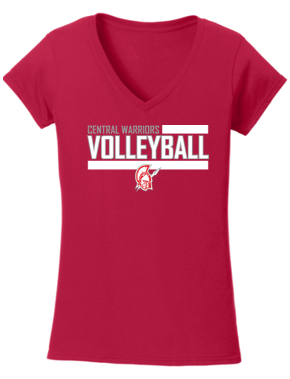 CENTRAL HIGH SCHOOL WOMEN'S COTTON V NECK - RED